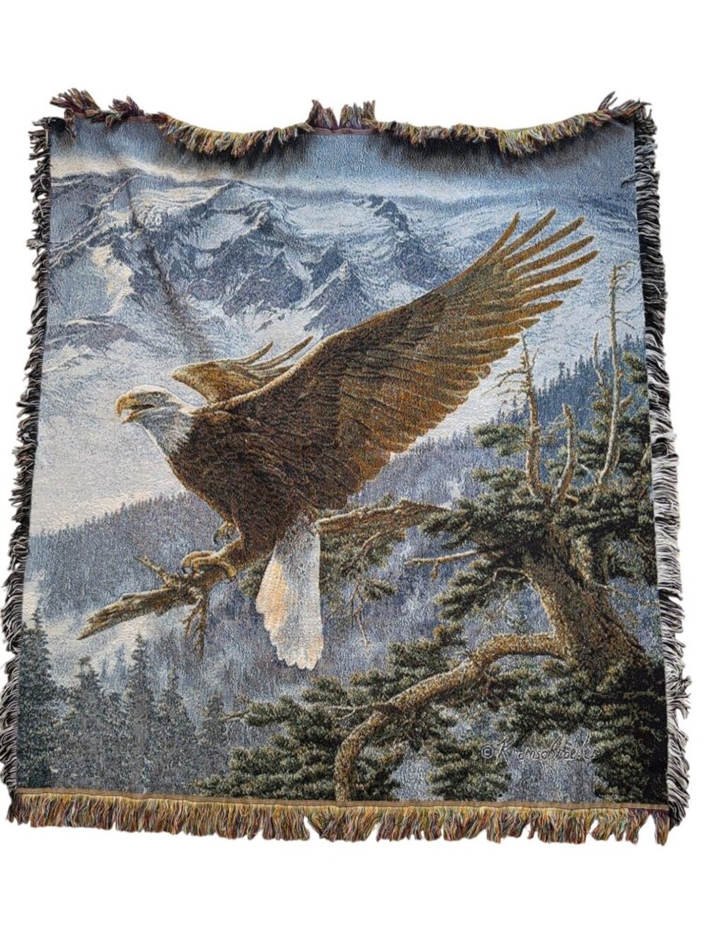Kromschroeder Alpenglow Bald Eagle Tapestry Throw Blanket Wildlife Farmhouse